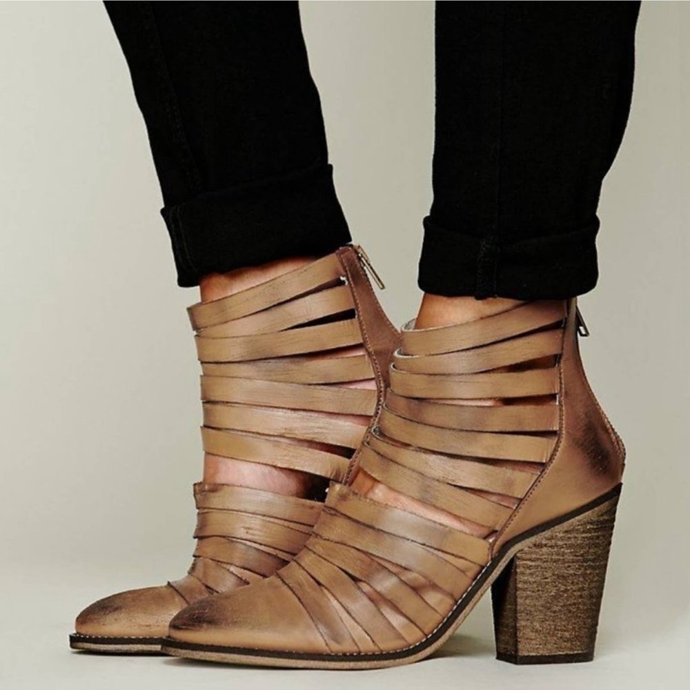 FREE PEOPLE Hybrid Strappy Leather Ankle Bootie